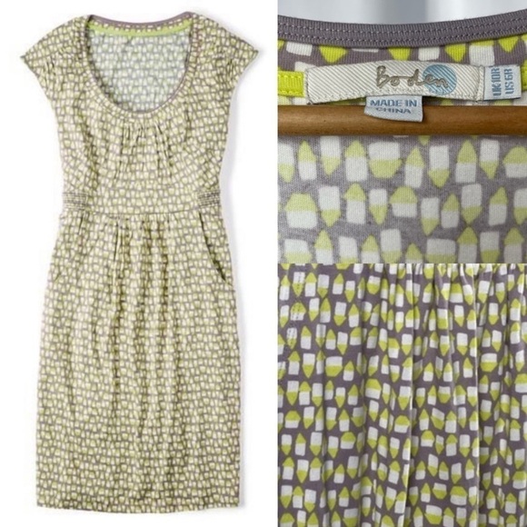 Boden Casual Short Sleeve Weekend Jersey Dress‎ in Grey Green Size 6 Regular - Picture 1 of 6